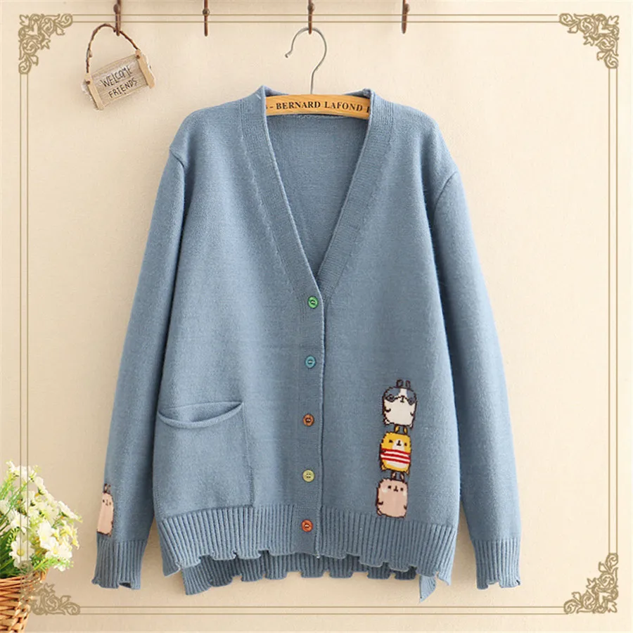 Mori Girl Spring Autumn Sweater Women 4 Colors Cartoon Knitting Loose V-neck Colorful Button Cotton Casual Sweet Cardigan
Mori Girl Spring Autumn Sweater Women 4 Colors Cartoon Knitting Loose V-neck Colorful Button Cotton Casual Sweet Cardigan