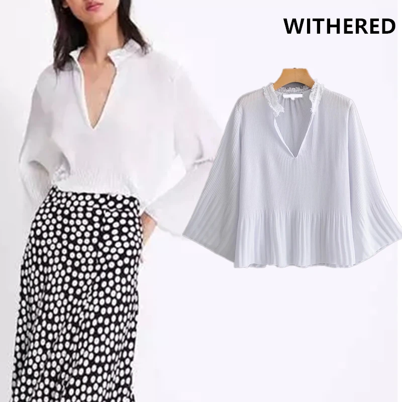Withered england urban pleated flare sleeve blusas mujer de moda 2019 kimono blouse women womens tops and blouses plus size
Withered england urban pleated flare sleeve blusas mujer de moda 2019 kimono blouse women womens tops and blouses plus size