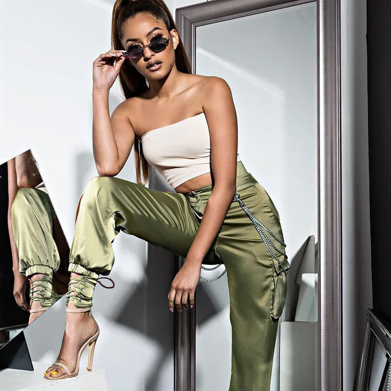 2019 New Street Fashion Bandage Pockets Satin Sweat Pants Women Harem Pantalons Capris High Waist Quality Mujer Casual Pants
2019 New Street Fashion Bandage Pockets Satin Sweat Pants Women Harem Pantalons Capris High Waist Quality Mujer Casual Pants