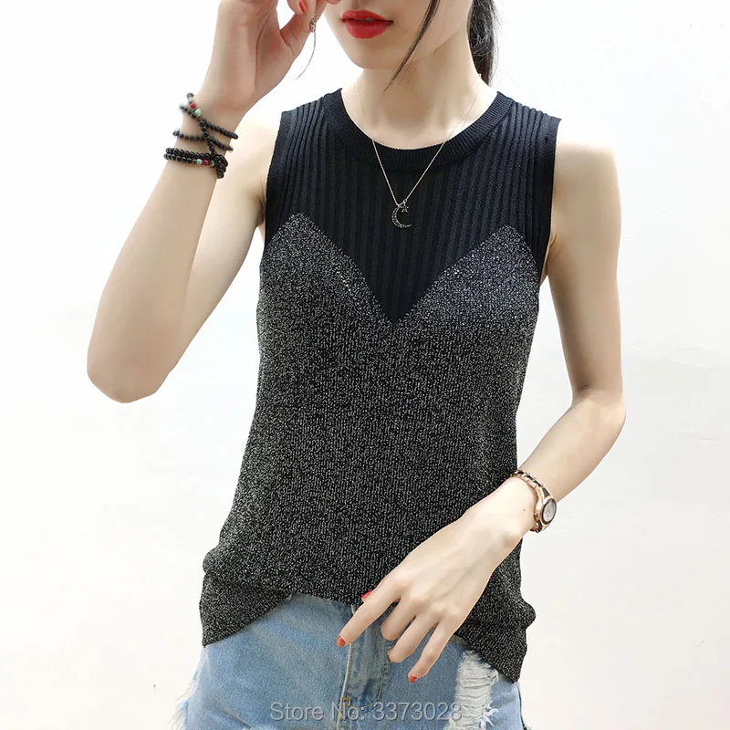 Women's Spring And Summer Lurex Blend Sleeveless Thin Vest Sweater 
Women's Spring And Summer Lurex Blend Sleeveless Thin Vest Sweater
