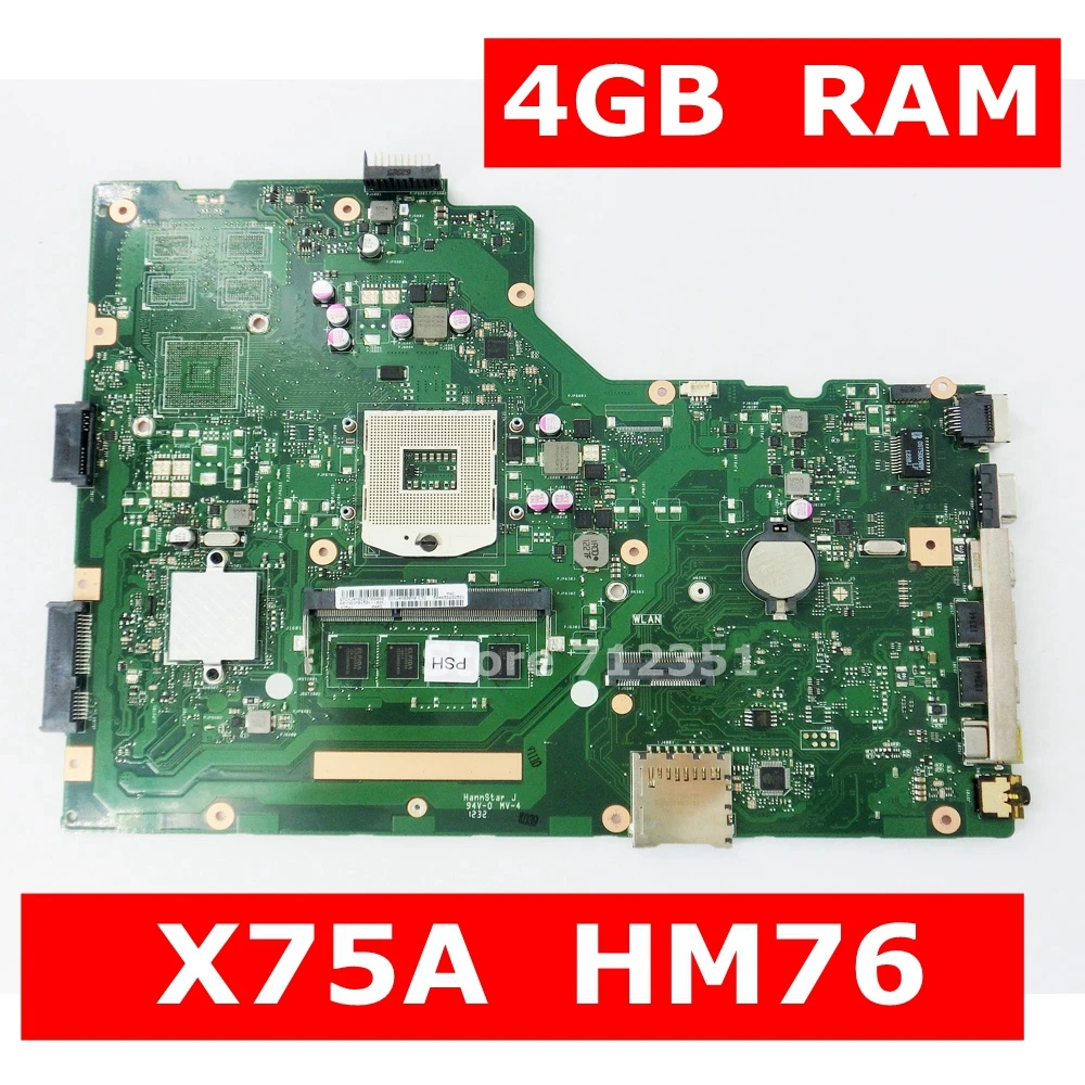 X75A 4 Гб RAM материнская плата HM76 для ASUS X75VD R70V X75V X75VB X75VC ноутбука тест материнской