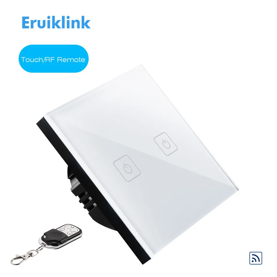 New EU Type Eruiklink Wireless Remote Control Touch Light Switch 2 Gang 1 Way, RF433 Smart Wall Switch, with Remote Controller
New EU Type Eruiklink Wireless Remote Control Touch Light Switch 2 Gang 1 Way, RF433 Smart Wall Switch, with Remote Controller