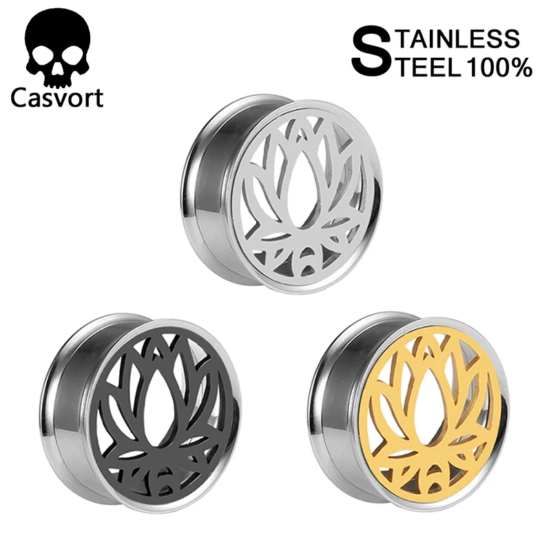 Casvort New arrival stainless steel earrings ear plug tunnel piercing body jewelry lotus design flared helix ear gauges
Casvort New arrival stainless steel earrings ear plug tunnel piercing body jewelry lotus design flared helix ear gauges
