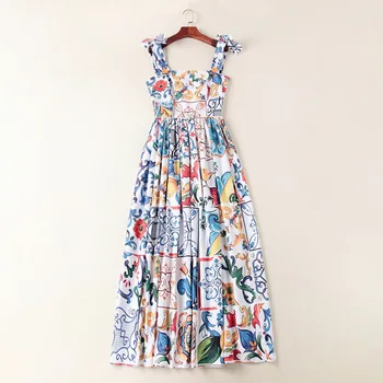 Women fashion sexy sicily porcelain tile patterns print dress spaghetti strap floor length bohemian dresses new 2018 blue
Women fashion sexy sicily porcelain tile patterns print dress spaghetti strap floor length bohemian dresses new 2018 blue