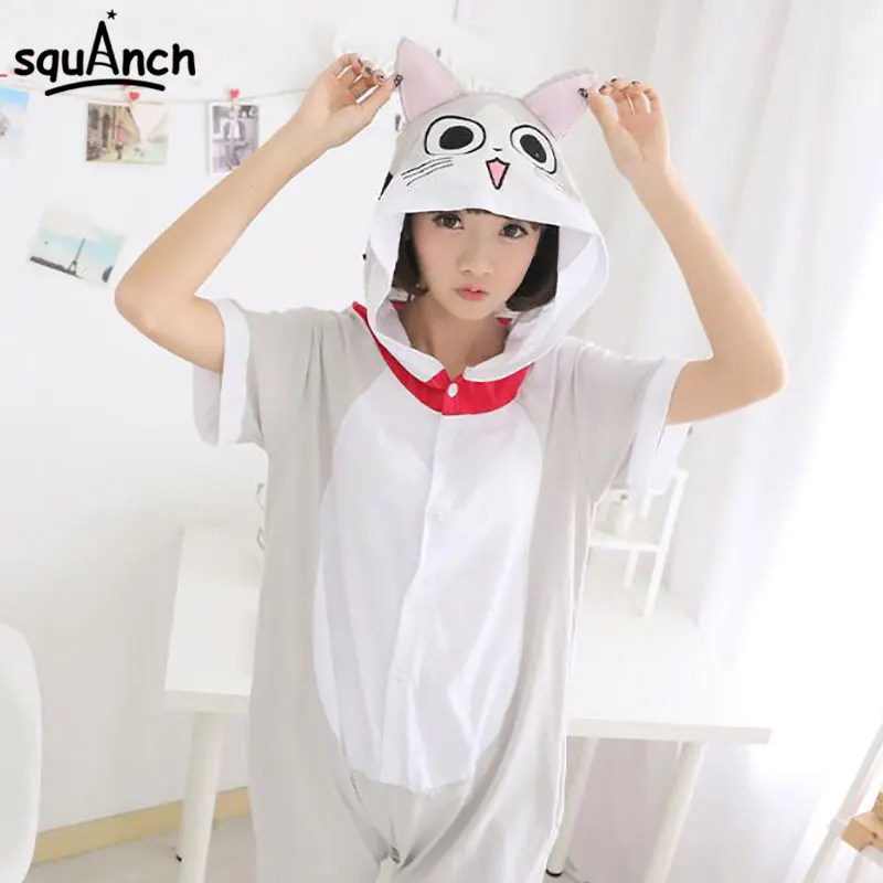 Summer Onesie Animal Chi Short Sleeve Pajama Adult Women Girl Cat Kugurumi Kawaii Funny Cotton Hooded Jumpsuit Home Party Outfit
Summer Onesie Animal Chi Short Sleeve Pajama Adult Women Girl Cat Kugurumi Kawaii Funny Cotton Hooded Jumpsuit Home Party Outfit