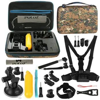 PULUZ 20 in 1 Accessories Combo Kit(Chest Strap+Suction Cup Mount+3-Way Pivot Arm+J-Hook Buckles+Monopod+Tripod Adapter+Bobber
PULUZ 20 in 1 Accessories Combo Kit(Chest Strap+Suction Cup Mount+3-Way Pivot Arm+J-Hook Buckles+Monopod+Tripod Adapter+Bobber
