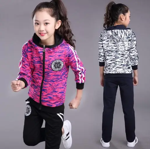 4-14 Years Girls Clothing Set 2018 Spring Autumn Children's Long-sleeved Sports Suit Camouflage Hooded Jacket + Pants Tracksuits
4-14 Years Girls Clothing Set 2018 Spring Autumn Children's Long-sleeved Sports Suit Camouflage Hooded Jacket + Pants Tracksuits