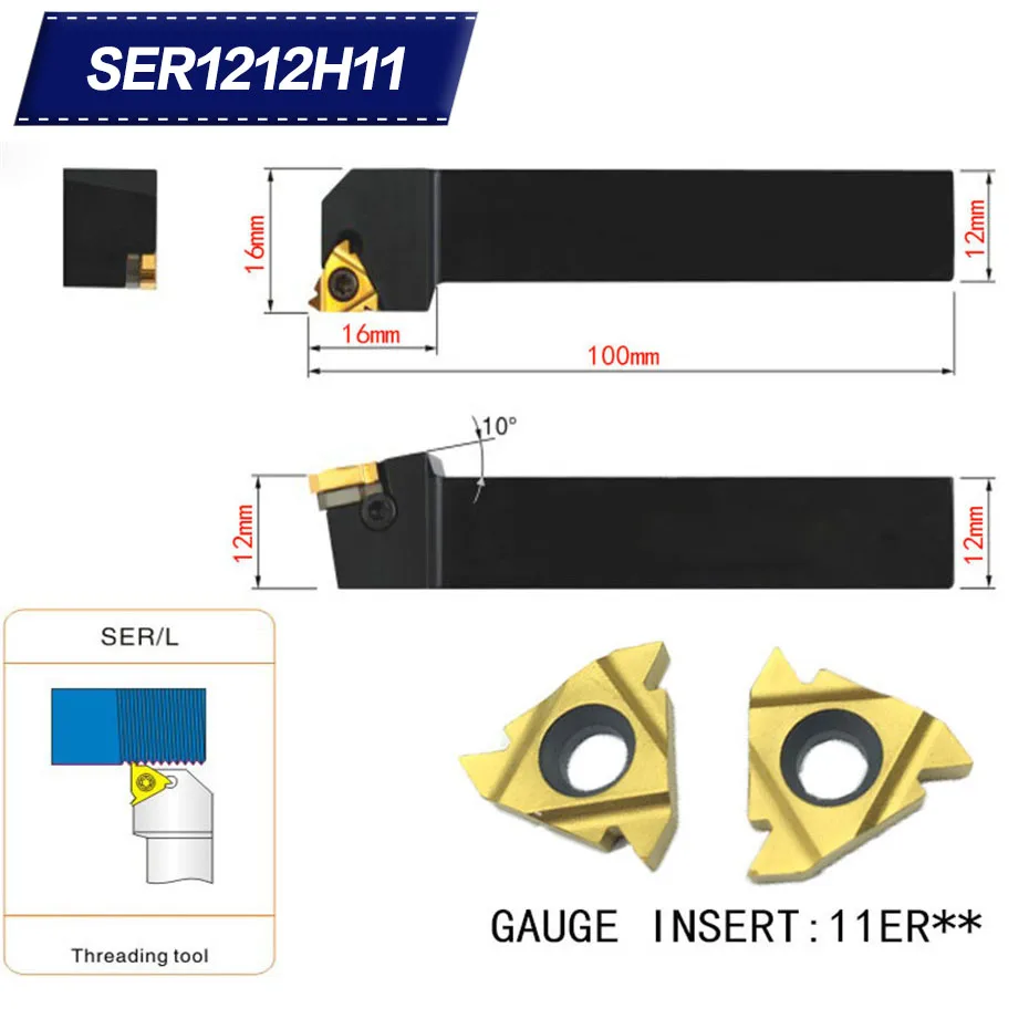 SER1212H11 External Threading Tools Lathe Index Threading Turning Tool Holder For 11ER AG60 Insert Right Hand
SER1212H11 External Threading Tools Lathe Index Threading Turning Tool Holder For 11ER AG60 Insert Right Hand