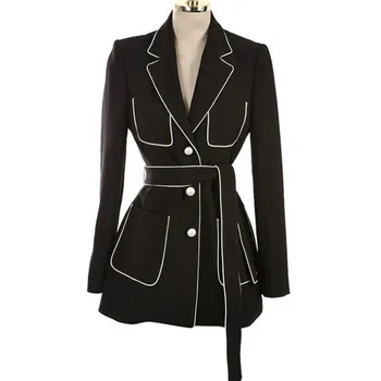 Mini Woman Suit Pearls Button Blazer White Border OL Jacket with Belt Long Sleeve Turn Down Collar Single-breasted Cardigan Tops
Mini Woman Suit Pearls Button Blazer White Border OL Jacket with Belt Long Sleeve Turn Down Collar Single-breasted Cardigan Tops