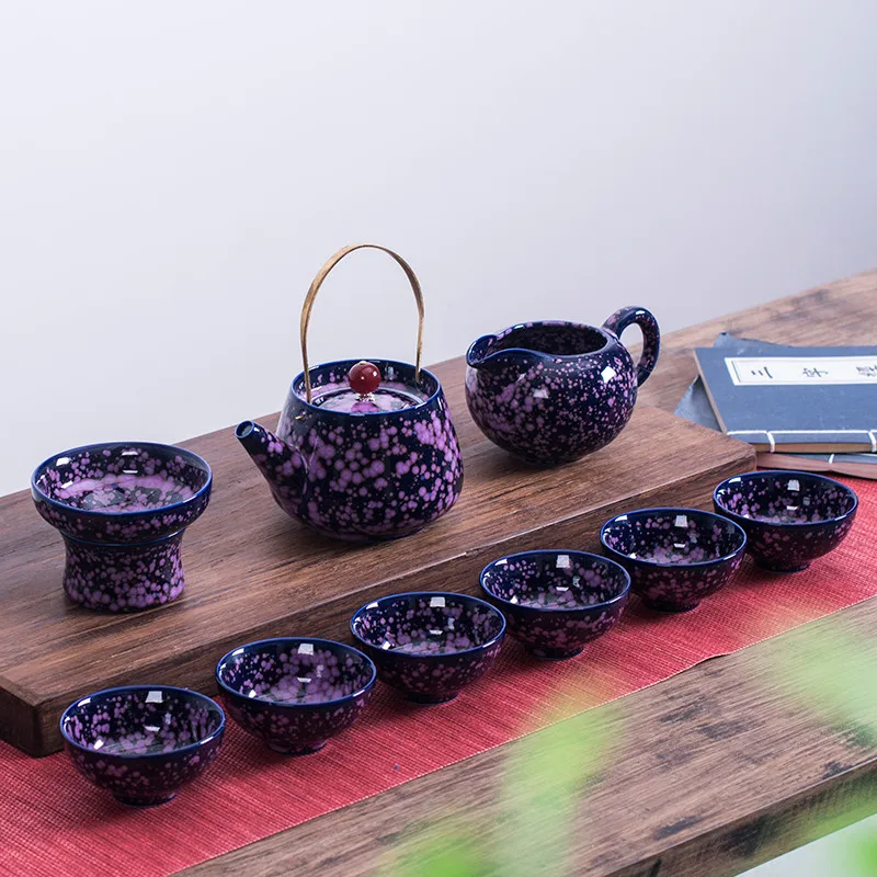 Jia-gui luo Exquisite high-grade kiln change Tianmu Kungfu tea set 6 people combination
Jia-gui luo Exquisite high-grade kiln change Tianmu Kungfu tea set 6 people combination