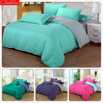 

4pcs AB Side Pure Color Bedding Set Full King Queen Twin Double Single Size Bed Sheet 1.5m 1.8m 2.0m 2.2m Duvet Cover Bedclothes