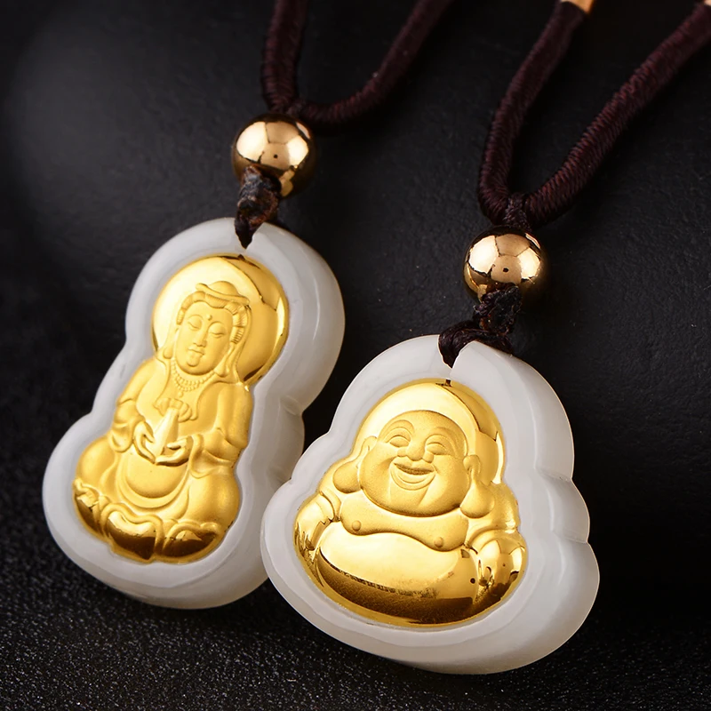 Hetian jade pendant feet male and female lovers of Guanyin Buddha Necklace
Hetian jade pendant feet male and female lovers of Guanyin Buddha Necklace