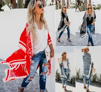 Summer Women Floral Loose Cardigan Boho Beach Chiffon Tops Long Coat Printed Three Quarter Sleeves Blouse
Summer Women Floral Loose Cardigan Boho Beach Chiffon Tops Long Coat Printed Three Quarter Sleeves Blouse