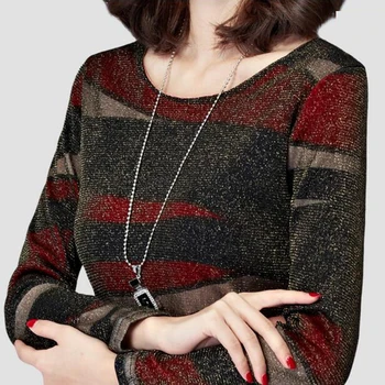 Autumn Winter Lady Fashion T-Shirts Plus Size M-5XL Turtleneck Style Striped Printed Tops Women Warm Casual Tees
Autumn Winter Lady Fashion T-Shirts Plus Size M-5XL Turtleneck Style Striped Printed Tops Women Warm Casual Tees