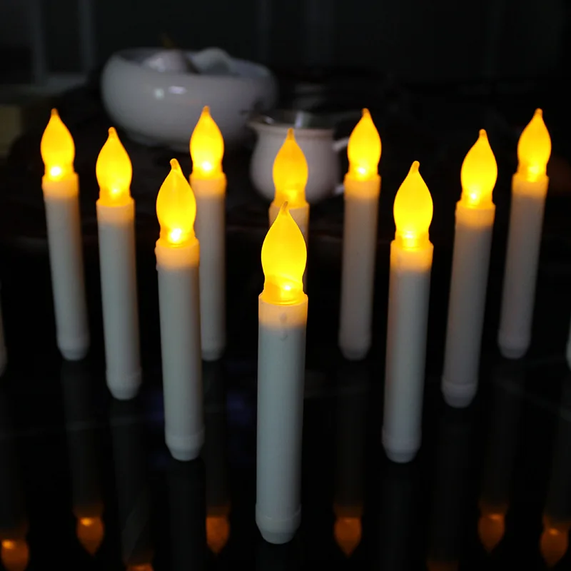Image 24pcs lot Flameless Taper Candle Wholesale Thin Battery Operated Taper Candle Decorative Pillar Electric Taper Candle For Dinner