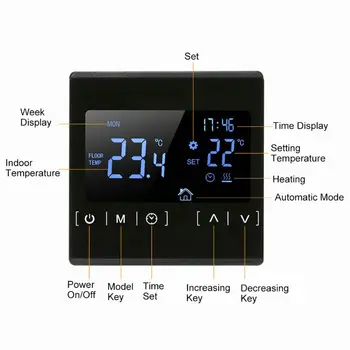 LCD Touch Screen Thermostat Electric Floor Heating System Water Heating Thermoregulator AC85-240V Temperature Controller
LCD Touch Screen Thermostat Electric Floor Heating System Water Heating Thermoregulator AC85-240V Temperature Controller