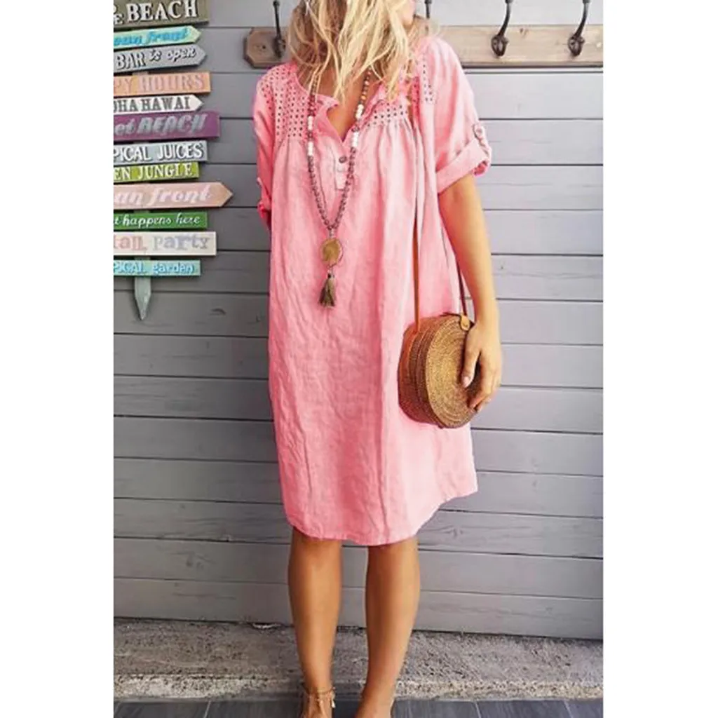 SAGACE Dress Solid Linen Women dress summer Casual Short Sleeve Loose Shift Daily Paneled Plain maxi sexy dress vestido 403
SAGACE Dress Solid Linen Women dress summer Casual Short Sleeve Loose Shift Daily Paneled Plain maxi sexy dress vestido 403