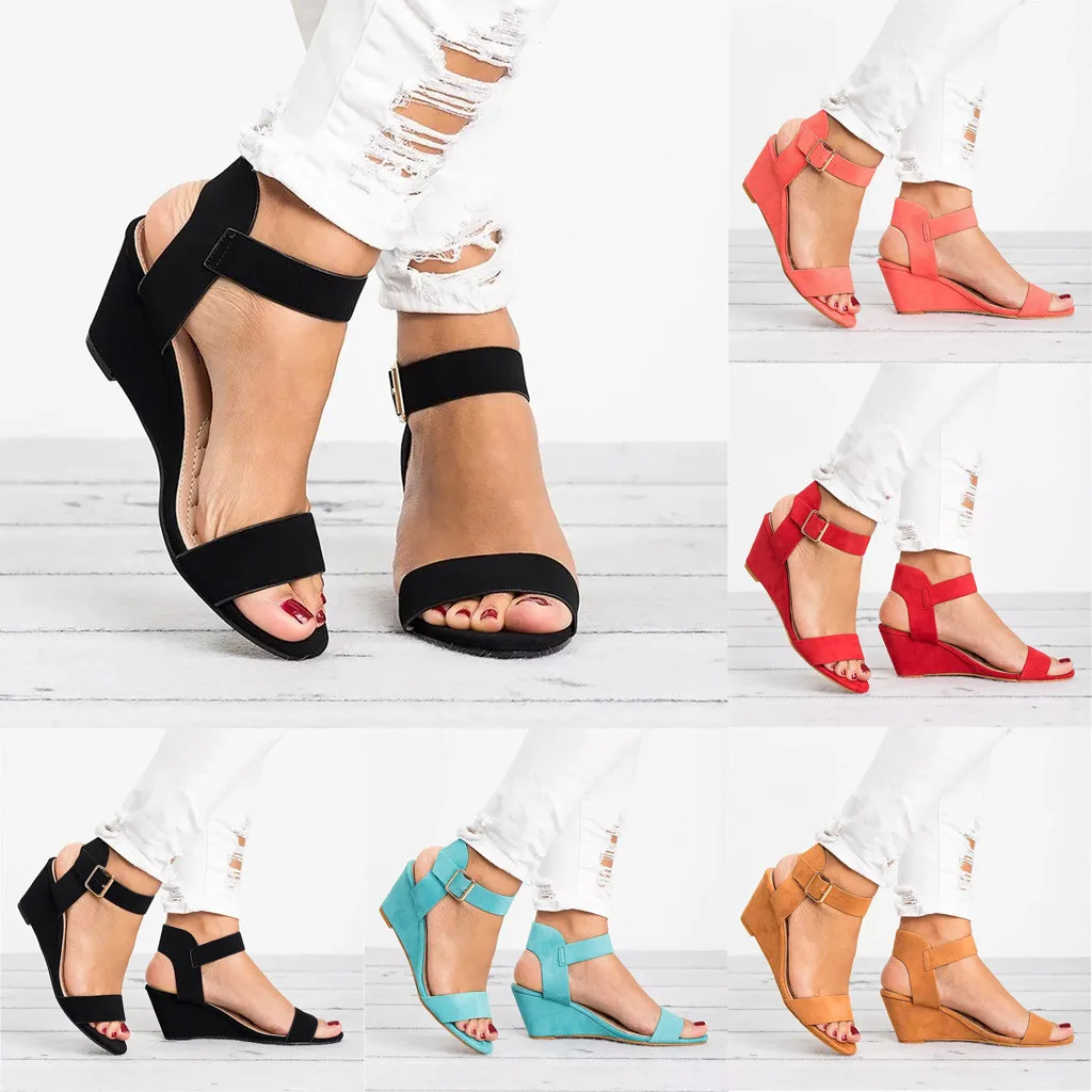 Women Sandals Wedges Simple Fashion Wedges Heel Buckle Strap Roman Shoes Sandals
Women Sandals Wedges Simple Fashion Wedges Heel Buckle Strap Roman Shoes Sandals
