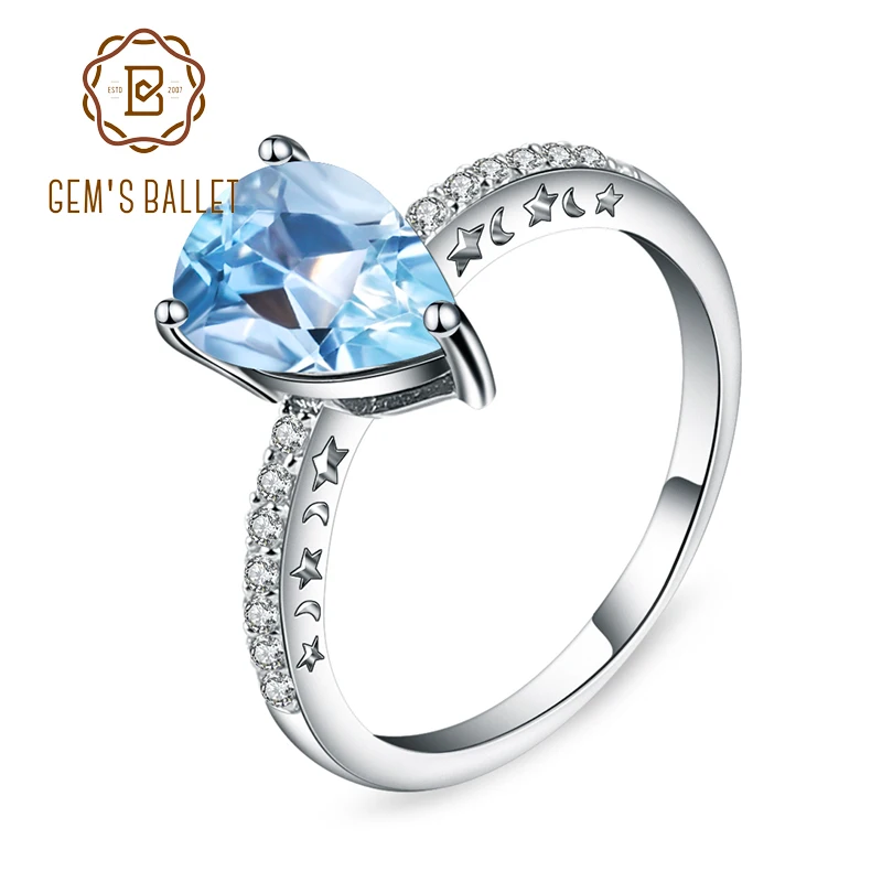 GEM'S BALLET Natural Sky Blue Topaz 925 Sterling Silver Ring Classic Engagement Fine Jewelry for Women Gemstone Ring
GEM'S BALLET Natural Sky Blue Topaz 925 Sterling Silver Ring Classic Engagement Fine Jewelry for Women Gemstone Ring