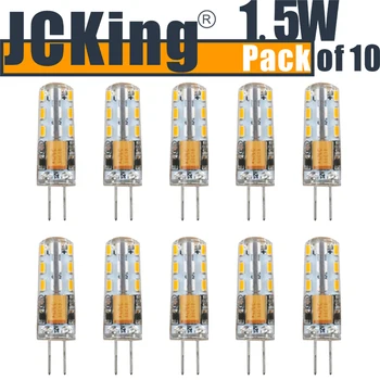 

JCKing (Pack of 10) 1.5W G4 LED Lamp 24 SMD 3014 LEDs AC120V/220V Warm White/ Cool White for Halogen Bulb LED G4 Spotlight Lamp