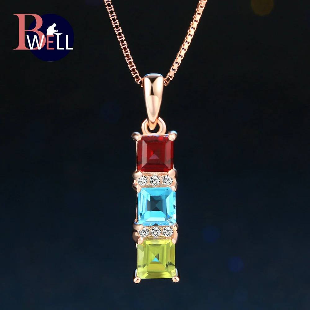 Bwell BWNI052 Multi Stones Natural Gemstone Garnet Peridot Topaz Necklace & Pendant 925 Sterling Silver Rose Gold Plated Jewelry
Bwell BWNI052 Multi Stones Natural Gemstone Garnet Peridot Topaz Necklace & Pendant 925 Sterling Silver Rose Gold Plated Jewelry