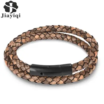Jiayiqi Men Retro Braided Leather Bracelet Punk Stainless Steel Button Double-Layer Bangles Male Jewelry Accessories Party Gifts
Jiayiqi Men Retro Braided Leather Bracelet Punk Stainless Steel Button Double-Layer Bangles Male Jewelry Accessories Party Gifts