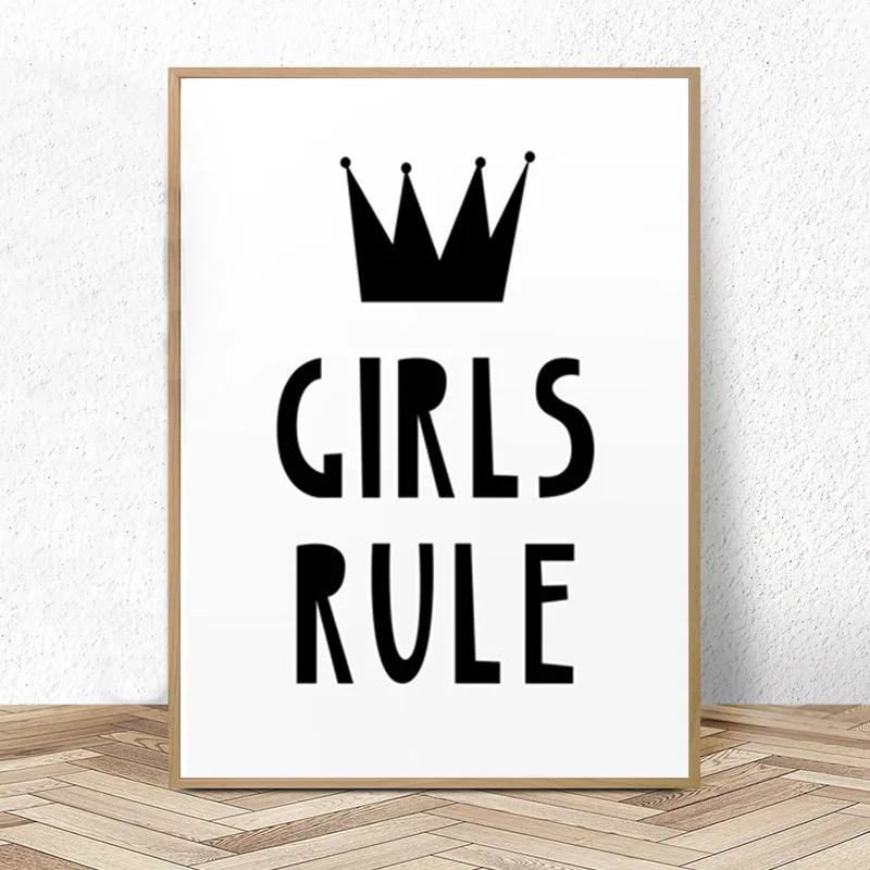 Girls Rule Print Nursery Decor Canvas Painting Scandinavian Kids Black and White Modern Quote Playroom Poster Wall Painting
Girls Rule Print Nursery Decor Canvas Painting Scandinavian Kids Black and White Modern Quote Playroom Poster Wall Painting