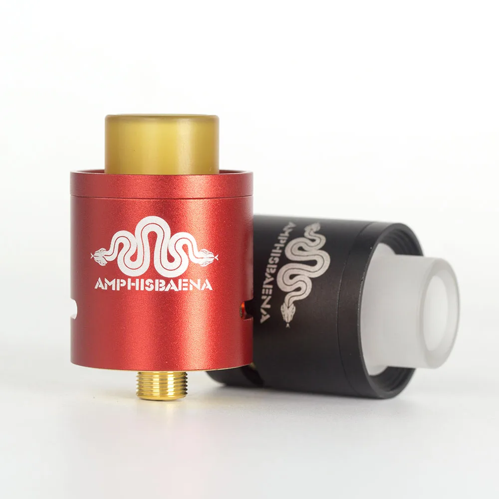 

Amphisbaena RDA 2 PEI Drip Tips Gold Plated Deck 3 Styles 24mm Atomizer with Bottom Side Airflow E-cig Rebuildable Dripper Tank