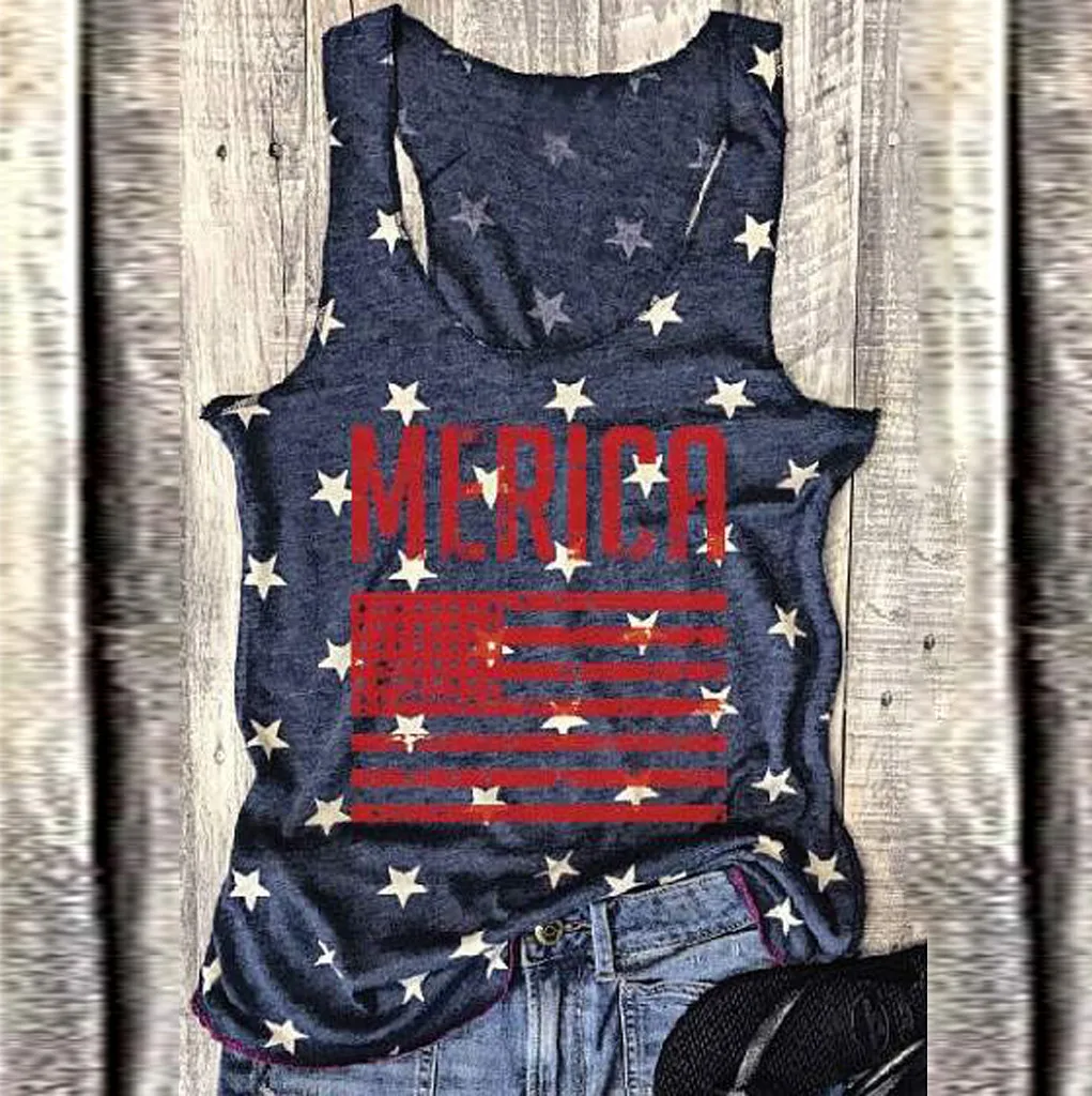 Summer Tops Womens American Flag Letter Print Tank Top mujer Sleeveless Casual T-Shirt Independence Day Tops
Summer Tops Womens American Flag Letter Print Tank Top mujer Sleeveless Casual T-Shirt Independence Day Tops