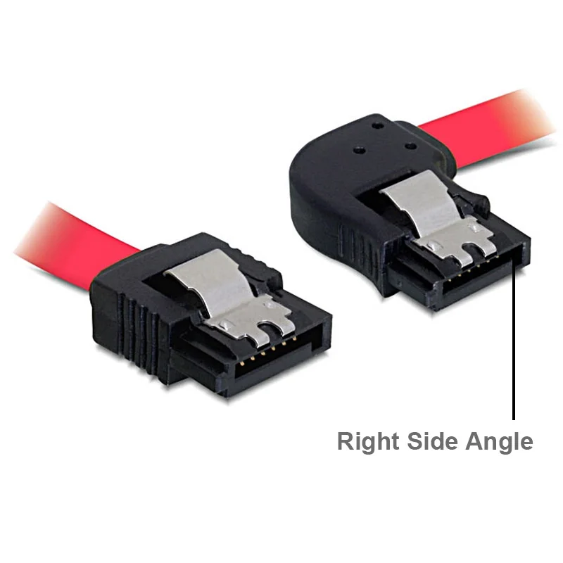 18/" SATA 6 Gbps Cable Straight to Left Angle Metal Latch Black SATA 3.0 SDD HDD