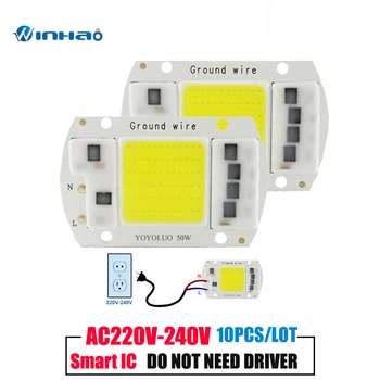 

10PCS/LOT AC 220V 5W~100W Integrated COB LED Lamp Chip 20W 30W 50W 5W Smart IC Driver High Lumens For DIY Floodlight Spotlight