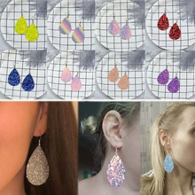 LNRRABC crochet boucle d'oreille larme goutte paillettes PU nouveau chaud en cuir femmes mode oreille Stud 1 paire charme multicolore dame Jwelry cadeaux(China)