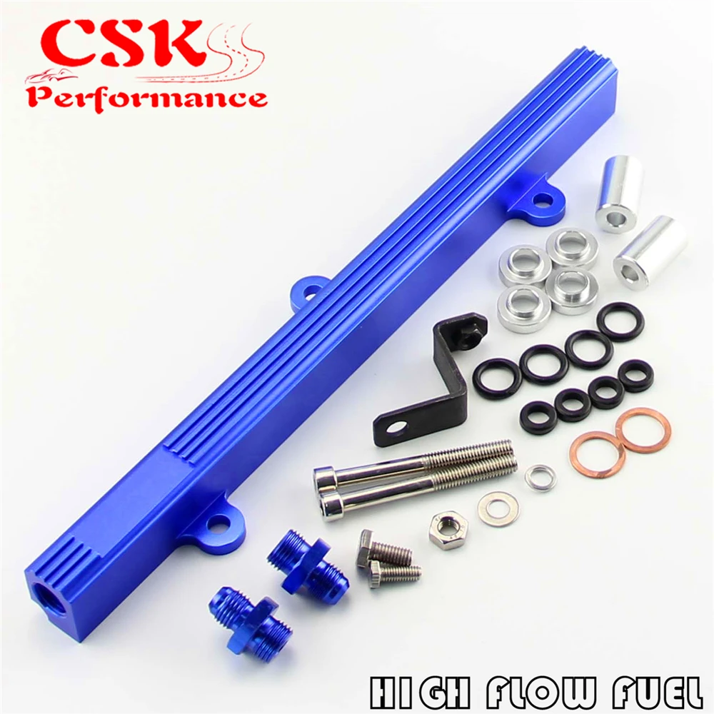 Aluminum High Flow Injector Fuel Oil Rail kit for Audi VW 1.8L Turbo 20V blue