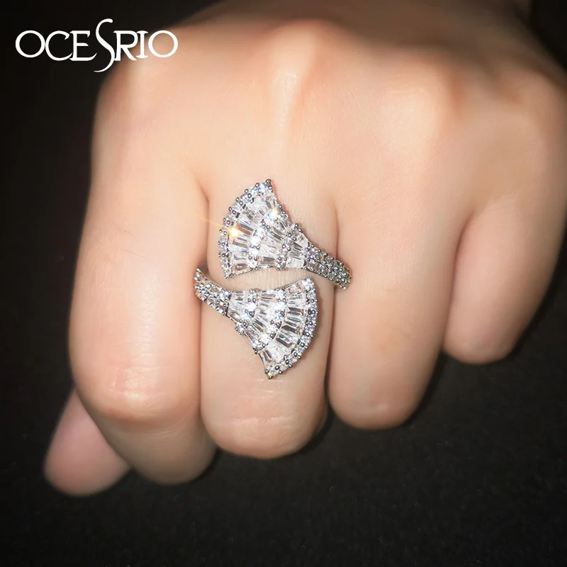 Фото OCESRIO лакомство циркония женские кольца Jewelry CZ проложить серебро регулируемый