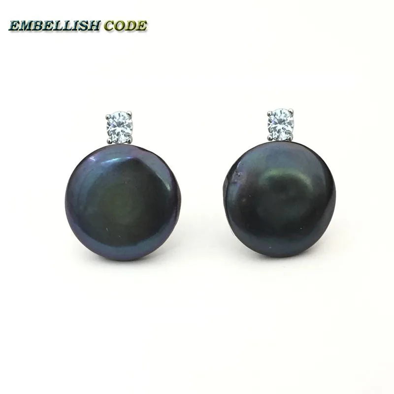 charming natural freshwater coin Button 16mm flat round black fine pearls jewelry earrings zircon for women
charming natural freshwater coin Button 16mm flat round black fine pearls jewelry earrings zircon for women