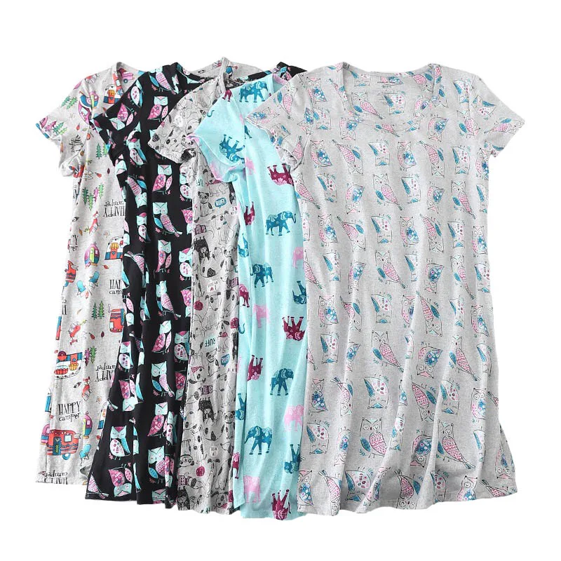 Summer New Ladies Sleep Dress Short Sleeve Cotton Cartoon Printed Dress Round Neck Large Size Loose Comfort Women Homewear Dress
Summer New Ladies Sleep Dress Short Sleeve Cotton Cartoon Printed Dress Round Neck Large Size Loose Comfort Women Homewear Dress