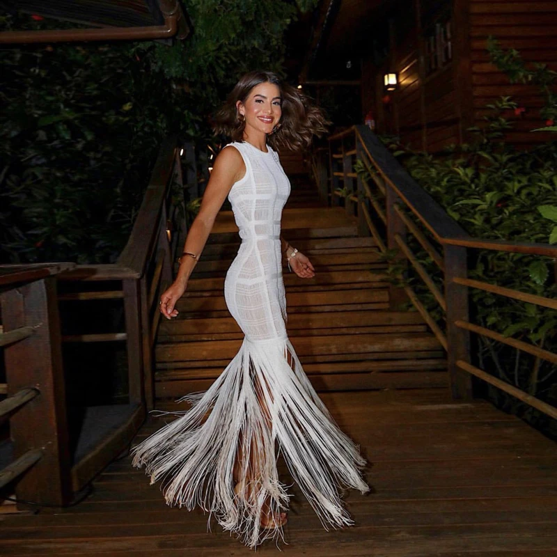 Fashion Sleeveless Maxi White Tassel Dress 2019 New Arrival Long Evening Celebrity Party Dresses Clubwear Summer Vestidos
Fashion Sleeveless Maxi White Tassel Dress 2019 New Arrival Long Evening Celebrity Party Dresses Clubwear Summer Vestidos