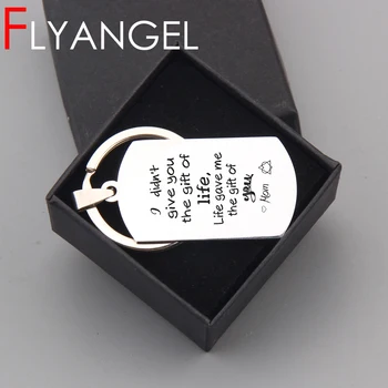 

FLYANGEL Engraved Keychain Car Key Tag I Didn't Give You Gift Life Gave Me The Gifts Of You Mom Bag Charm Gifts For Kids Mom