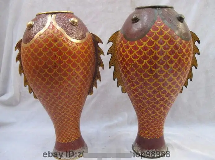 China Regius Palace 100% Pure Bronze cloisonne Fengshui Carp Fish Pot Vase Pair
China Regius Palace 100% Pure Bronze cloisonne Fengshui Carp Fish Pot Vase Pair