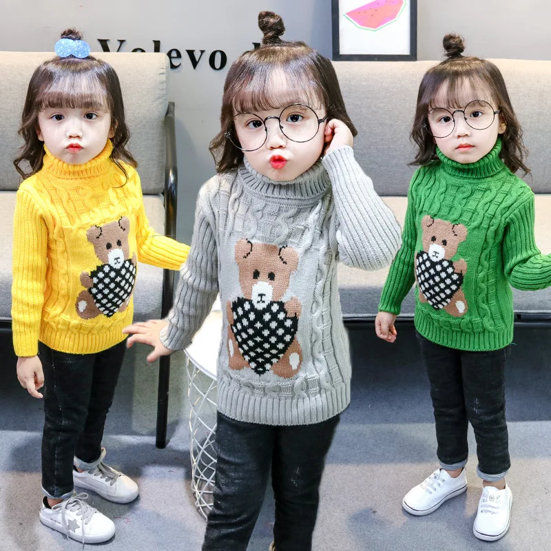 Фото Свитера для маленьких девочек новинка зимы 2019 вязаная одежда с длинными рукавами