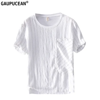 Men T Shirt Short Sleeve Linen Cotton Summer cool breathable pocket Asian Size striped casual white O-neck Quality Man T-shirts
Men T Shirt Short Sleeve Linen Cotton Summer cool breathable pocket Asian Size striped casual white O-neck Quality Man T-shirts