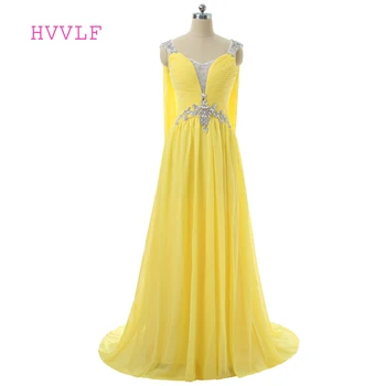 Yellow 2019 Prom Dresses A-line V-neck Cap Sleeves Chiffon Crystals Backless Long Prom Gown Evening Dresses Robe De Soiree
Yellow 2019 Prom Dresses A-line V-neck Cap Sleeves Chiffon Crystals Backless Long Prom Gown Evening Dresses Robe De Soiree