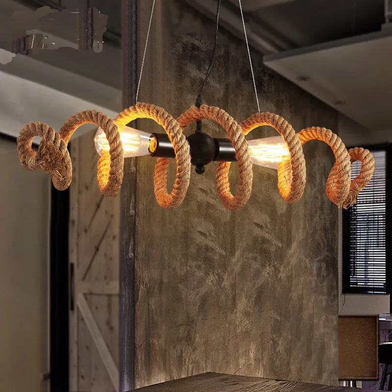 Nordic retro Industrial style personality Water pipe Hemp rope chandelier Cafe bar clothing store droplight
Nordic retro Industrial style personality Water pipe Hemp rope chandelier Cafe bar clothing store droplight
