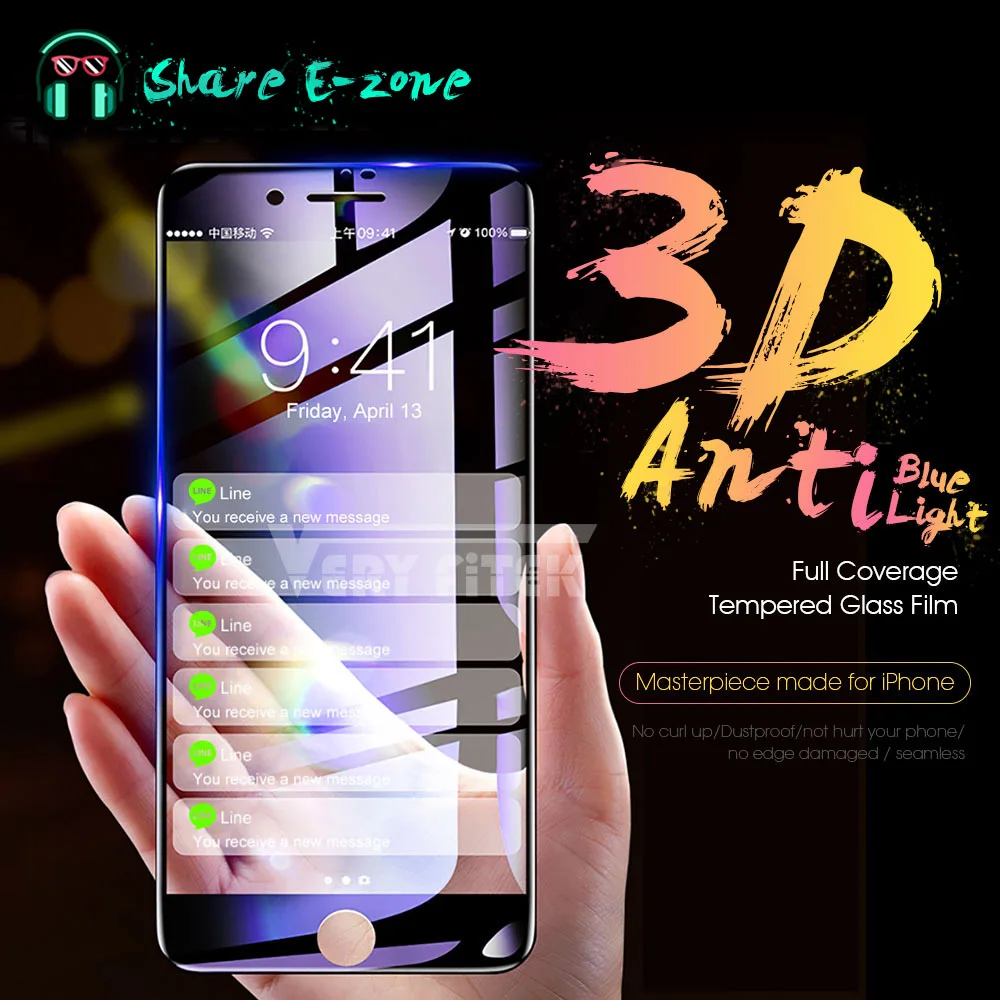 Shareezone Anti Blue Light Tempered Glass for iPhone X 8 7 6 6s Plus 3D Full Cover Screen Protector for iPhone 10 8 7 6 6s Flim
Shareezone Anti Blue Light Tempered Glass for iPhone X 8 7 6 6s Plus 3D Full Cover Screen Protector for iPhone 10 8 7 6 6s Flim