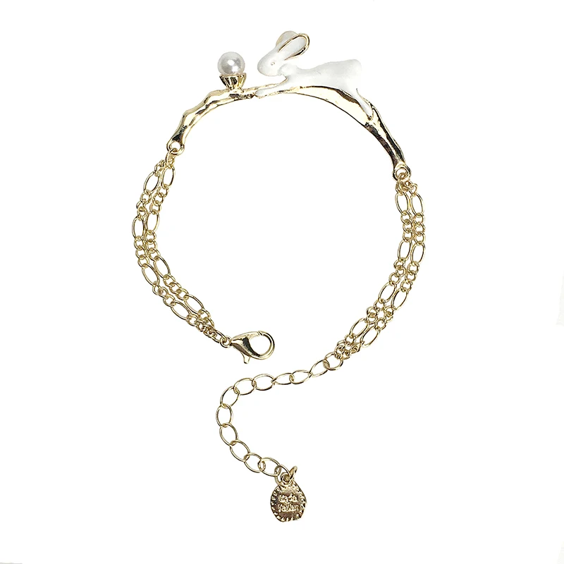 Korean design oil drop white rabbit bunny pearl branch charm fashion jewelry bracelets for women
Korean design oil drop white rabbit bunny pearl branch charm fashion jewelry bracelets for women