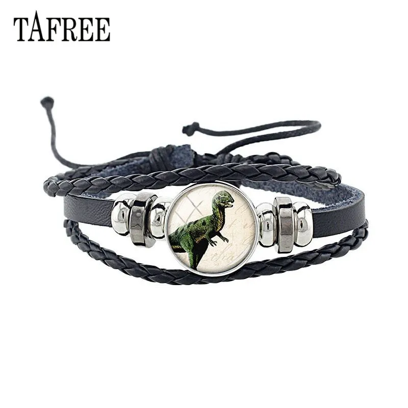TAFREE Classic Dinosaurs Leather Bracelet Black Braided Corp Bracelet Glass Cabochon Animal Charm Jewelry Gift NS297
TAFREE Classic Dinosaurs Leather Bracelet Black Braided Corp Bracelet Glass Cabochon Animal Charm Jewelry Gift NS297