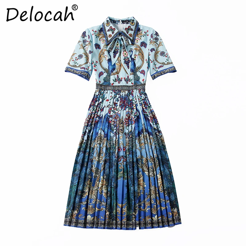 Delocah Summer Fashion Designer Dress Runway Women's Half Sleeve Elegant Bow Pleated Flower Printed Vintage Dress vestido
Delocah Summer Fashion Designer Dress Runway Women's Half Sleeve Elegant Bow Pleated Flower Printed Vintage Dress vestido