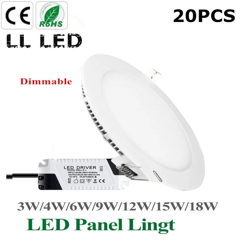 20pcs Dimmable LED Panel Light Ultra Thin Ceiling Recessed 3w 4w 5w 6w 9w 12w 15w 18w 24w Round LED Spot Light AC 85-265V
20pcs Dimmable LED Panel Light Ultra Thin Ceiling Recessed 3w 4w 5w 6w 9w 12w 15w 18w 24w Round LED Spot Light AC 85-265V