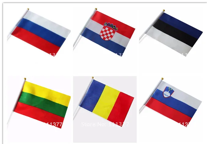 Wholesale National flags Slovenia Croatia Estonia Lithuania Romania Russian flags 14*21 cm with plastic poles
Wholesale National flags Slovenia Croatia Estonia Lithuania Romania Russian flags 14*21 cm with plastic poles