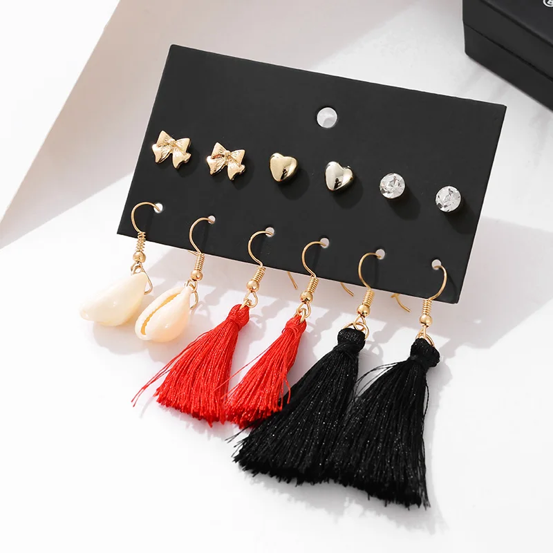 Fashion Gold Heart Bow-knot Earring Set For Women Korean Shell Long Tassel Hanging Dangle Drop Earrings Set Jewelry 2019 New
Fashion Gold Heart Bow-knot Earring Set For Women Korean Shell Long Tassel Hanging Dangle Drop Earrings Set Jewelry 2019 New